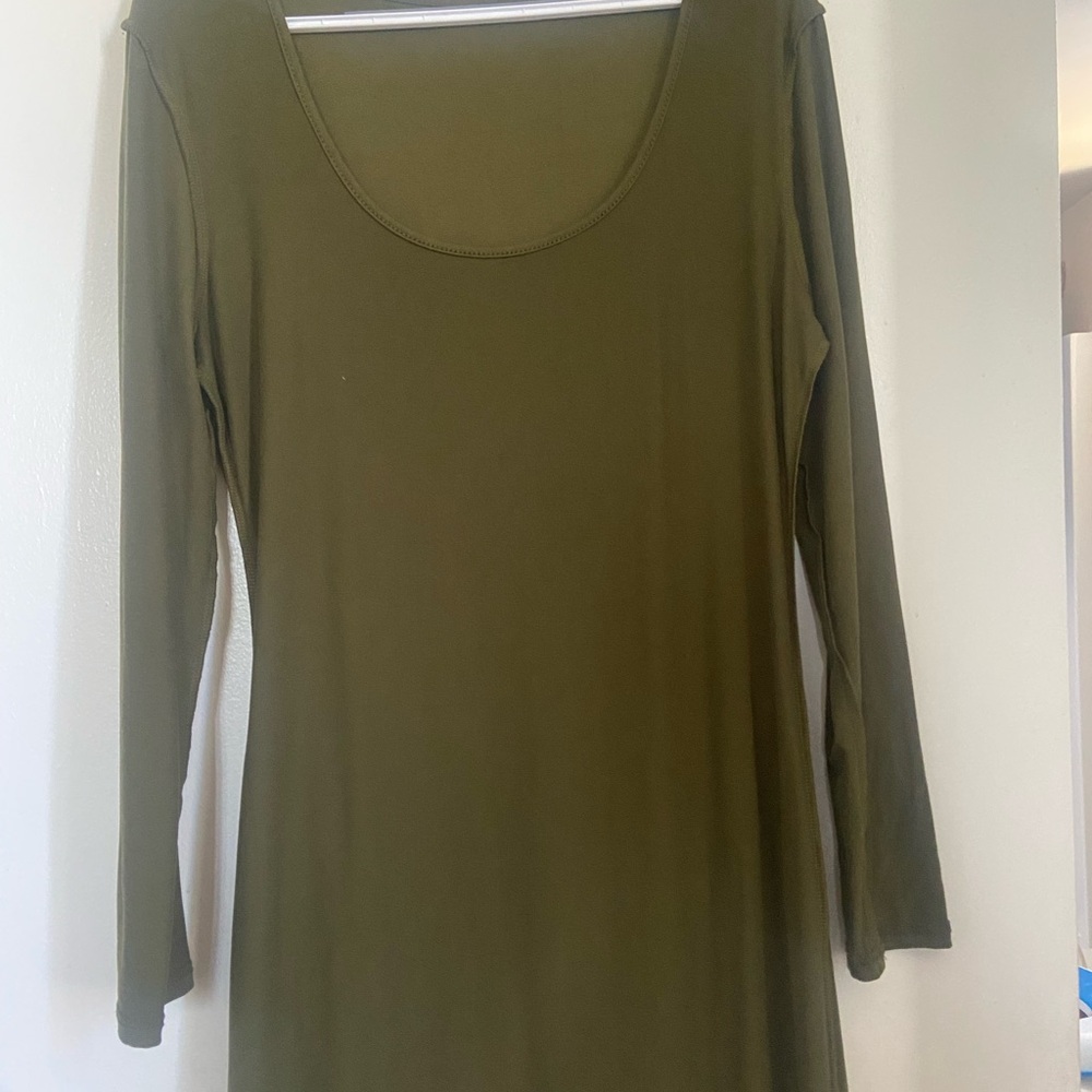 Olive Green Long Sleeve Women's Dress